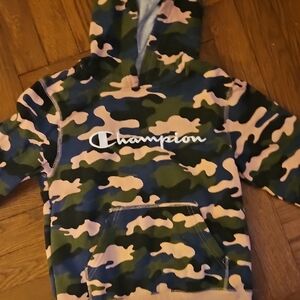 Champion Kids Camo Hoodie - Green Blue And Pink Sz7